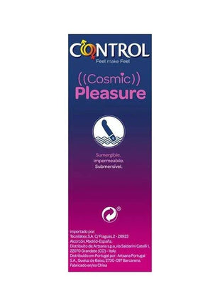 Vibe Cosmic Pleasure packaging in a blue-to-magenta gradient, with white branding and a submersible vibrator icon