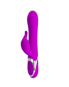 Vibe Neil Inflatable purple silicone vibrator with an elongated curved shape, smaller raised arm and metallic silver base