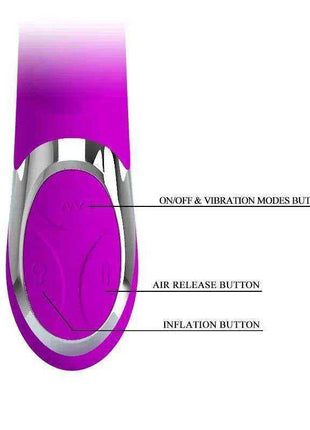 Vibe Neil Inflatable device in bright purple with a silver oval control panel and labeled buttons