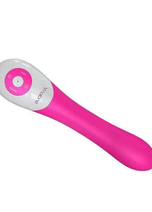 Vibe Pulse Fuchsia handheld beauty device with a bright pink handle and silver oval head featuring circular controls.