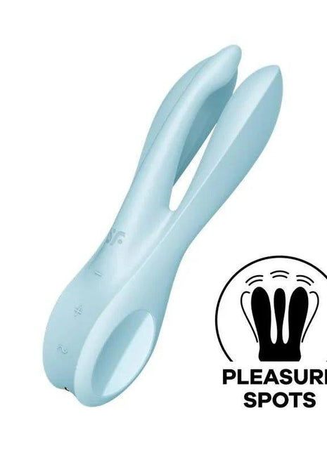 Vibe Threesome 1 Light Blue vibrator with ergonomic design and multiple vibration modes in soft silicone material