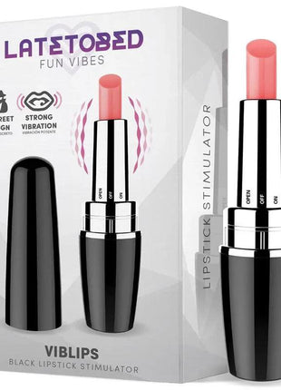 Viblips Lipstick Stimulator Black sleek tube with bold black lipstick for moisturizing and long-lasting lip color