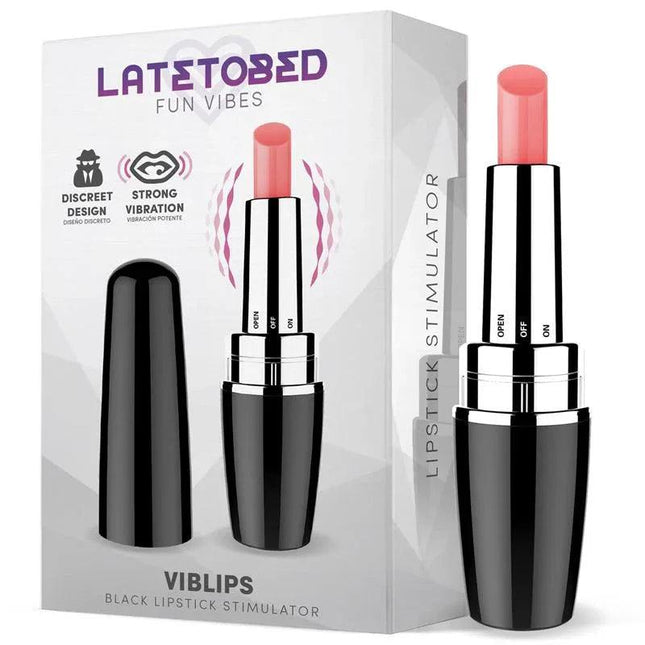 Viblips Lipstick Stimulator Black sleek tube with bold black lipstick for moisturizing and long-lasting lip color