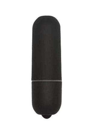 Vibrating Bullet 10 Speeds Black, a smooth black capsule-shaped vibrator with a rounded end and subtle center seam