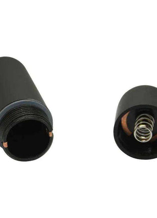 Vibrating Bullet 10 Speeds Black with a matte black cylindrical body and an open battery compartment showing the spring contact