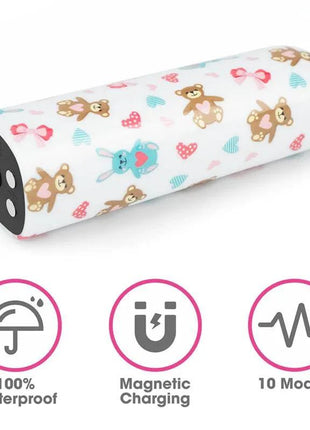 Compact USB-rechargeable vibrating bullet bear adult toy with ergonomic design and multiple vibration modes