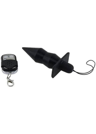 black silicone vibrating butt plug with remote control