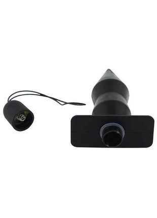 Black silicone vibrating butt plug with remote control