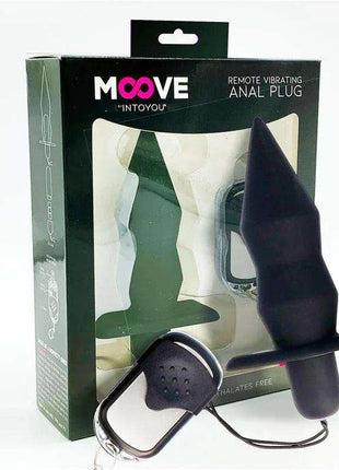 Black silicone vibrating butt plug with remote control