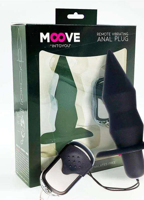 Black silicone vibrating butt plug with remote control
