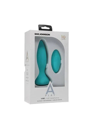 Turquoise vibrating butt plug made of body-safe silicone with multiple vibration settings and USB rechargeable design