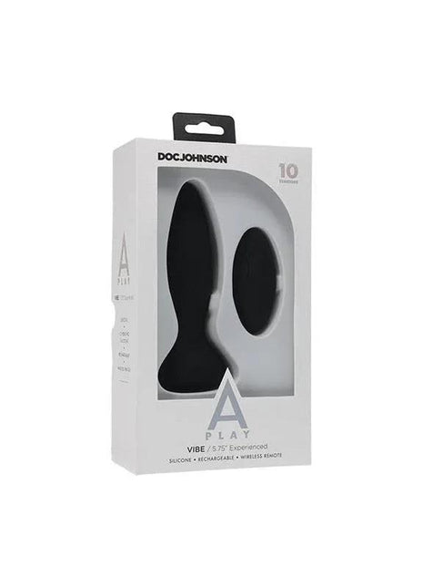Black silicone vibrating butt plug with tapered tip and adjustable vibration patterns for beginner and experienced use