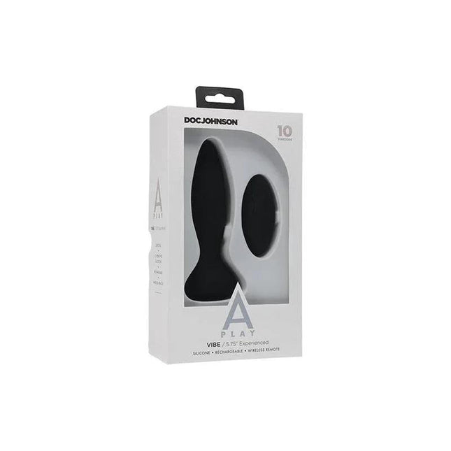 Black silicone vibrating butt plug with tapered tip and adjustable vibration patterns for beginner and experienced use