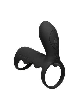 Black vibrating cock cage with wireless remote for intimate pleasure and control