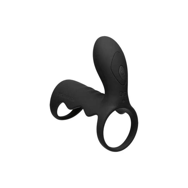 Black vibrating cock cage with wireless remote for intimate pleasure and control