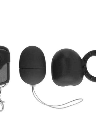 Black vibrating cockring with remote control for couples