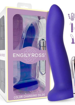 Vibrating Color-Changing Dildo Blue to Purple Size M 17 cm