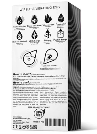 Vibrating Egg Remote Control USB Silicone Black