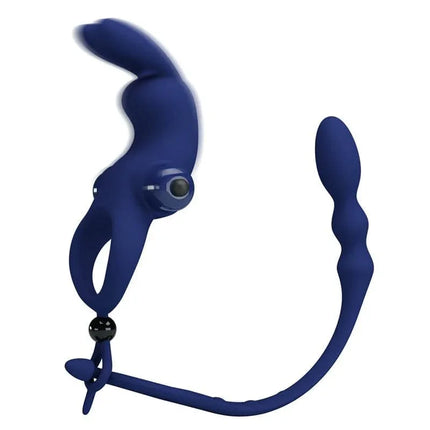 Vibrating Penis Ring with Anal Chain
