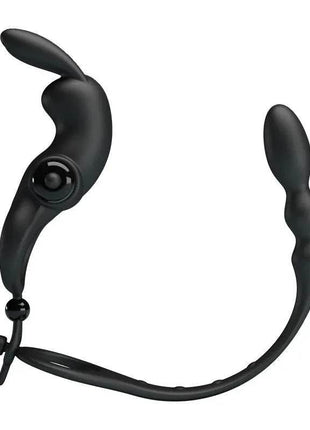 Vibrating ring with butt plug made of body-safe silicone for enhanced couples' pleasure