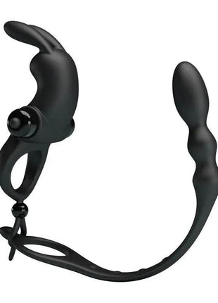Vibrating ring with butt plug made of body-safe silicone for enhanced couples' pleasure and intimate stimulation