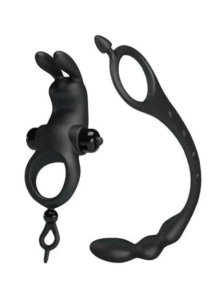 Vibrating Ring with Butt Plug made of body-safe silicone for enhanced couples' pleasure and multiple vibration settings