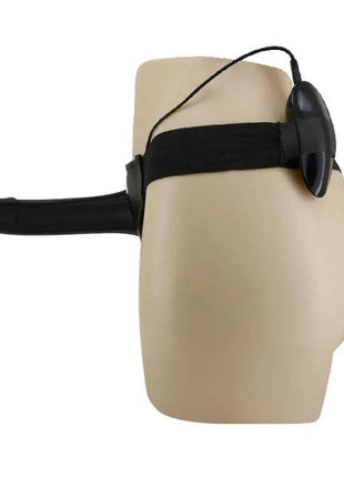 Vibrating Strap On with adjustable harness and hollow dildo for versatile hands-free play