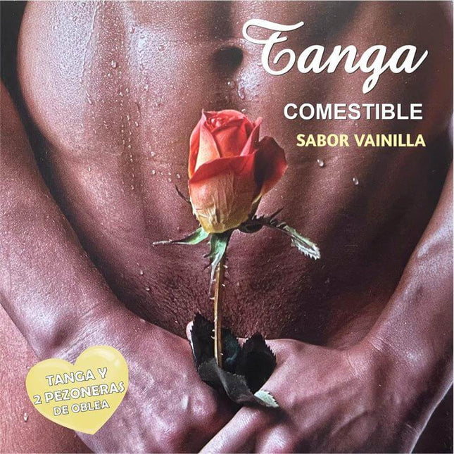 Wafer thong paired with vanilla flavored nipple covers intimate two-piece set