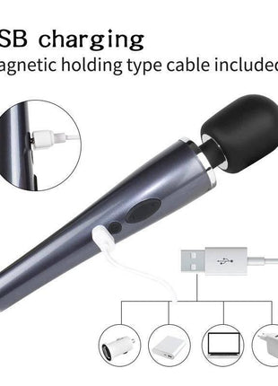 Wand Massager Relyme USB Silicone Black