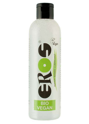 Water Base Lubricant in a white 250 ml bottle with black cap, green accents and BIO VEGAN label