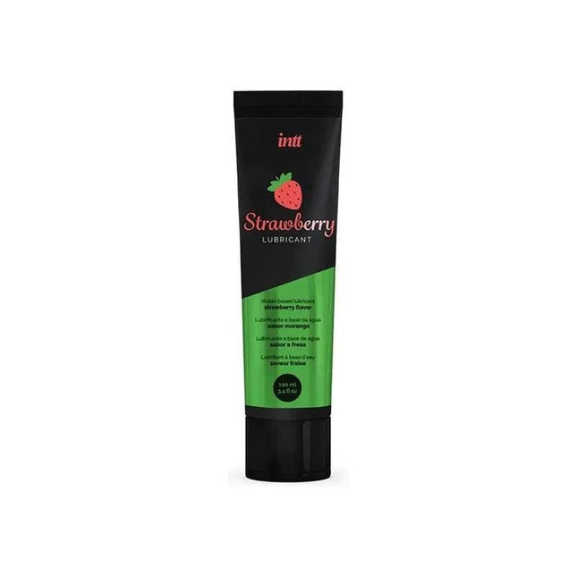 Bottle of Waterbased Lubricant Strawberry with strawberry flavor, designed for safe and smooth intimate use