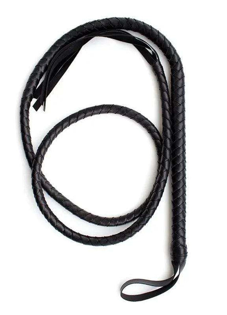 Whip 2 Meters Black with a black braided body, flexible coiled design, and wrist loop handle.