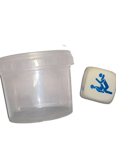 White Position Dice in a Plastic Jar for Guys
