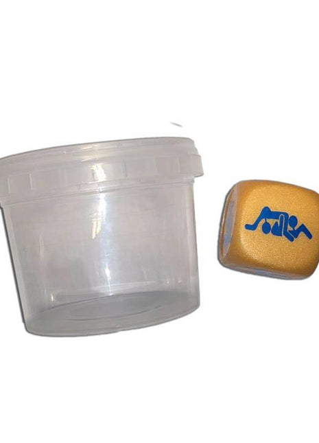 White Position Dice in a Plastic Jar for Guys