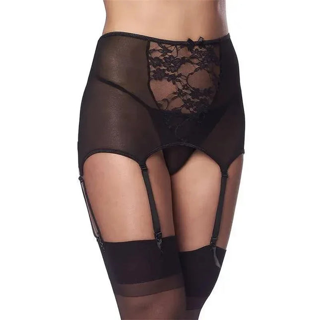 Wide Garter Belt with Stocking Black S M