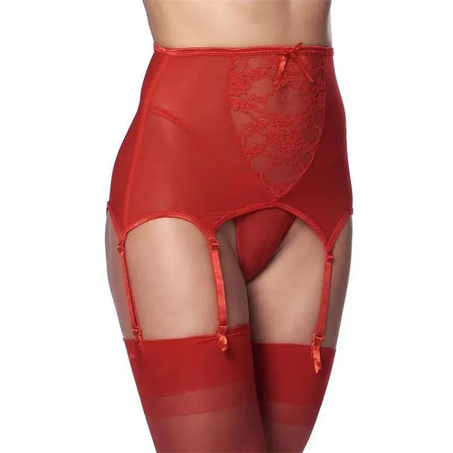 Wide Garter Belt with Stocking Red S M