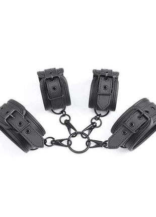 Vegan leather wrist and ankle cuffs set adjustable straps