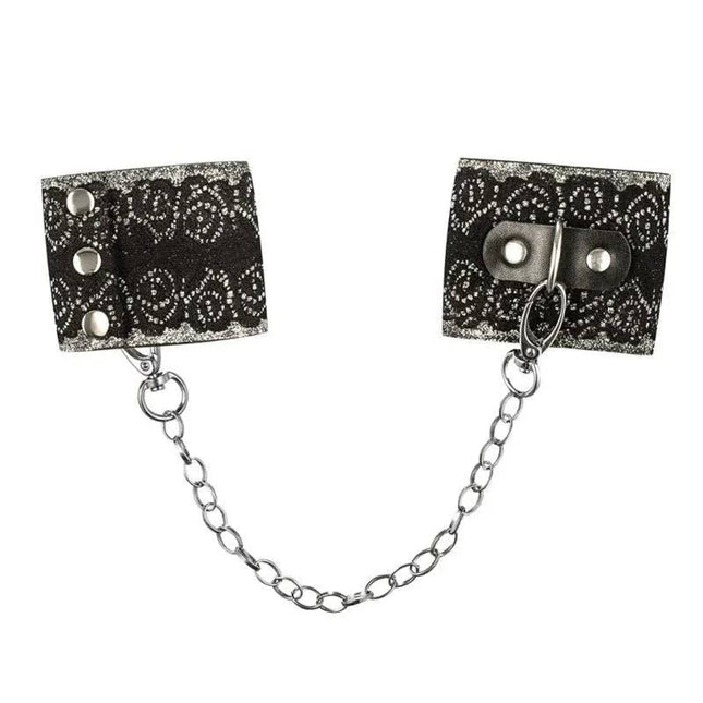Elegant black lace wrist cuffs one size fits all accessory
