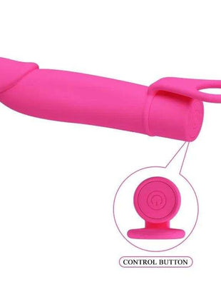 Xiuhcoatl G-spot Vibe Silicone in bright pink with a smooth curved tip, cylindrical body, loop handle, and control button.