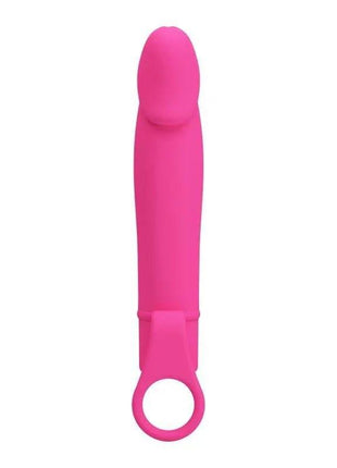 Xiuhcoatl G-spot Vibe Silicone in bright pink, with a smooth curved shaft, rounded tip, and circular finger loop