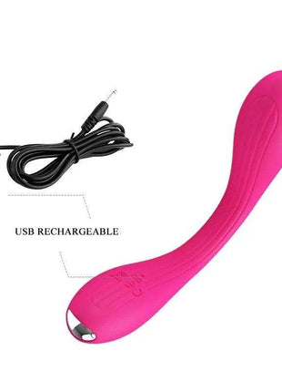Yedda Vibrator Bendable Pink silicone vibrator with a curved flexible body and included USB charging cable