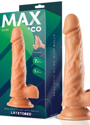 Zane Realistic Dildo 19.5 cm with lifelike texture and testicles, body-safe and waterproof adult pleasure toy